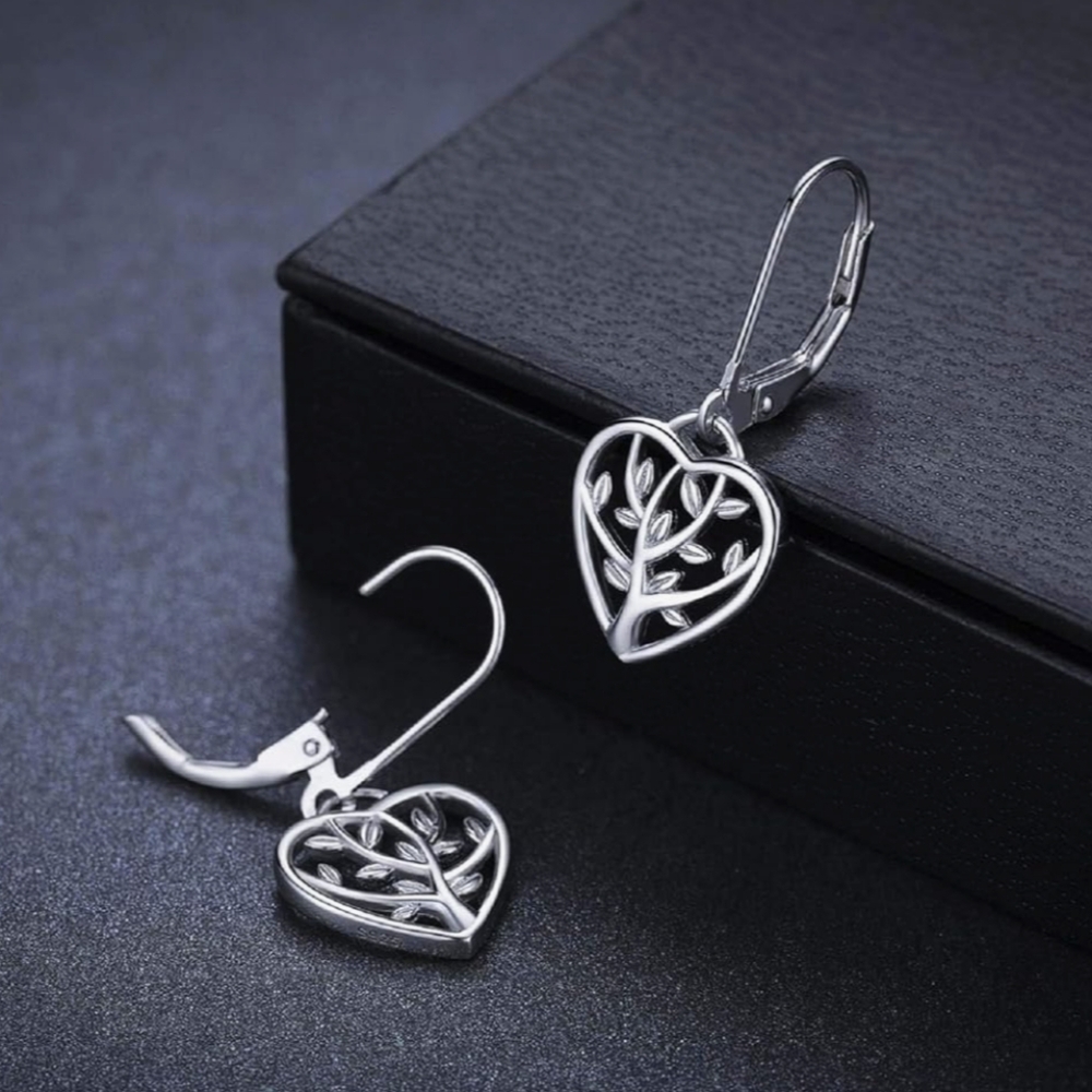 Cuoka Sterling Silver Heart Tree of Life Earrings